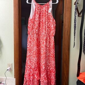 Ann Taylor Red and White Floral Dress